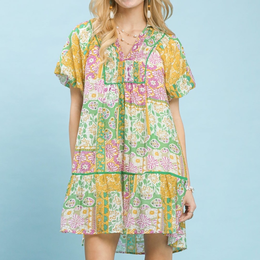 Umgee Patchwork Print Dress - Picture 2 of 6